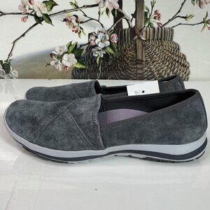 LL Bean Women's Back Cove Slip on Shoe Size 8M Gray Suede Comfy Flat Loafer